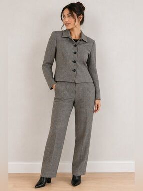 Pendleton Wool Suit Set 12 Houndstooth Blazer Pants Vintage